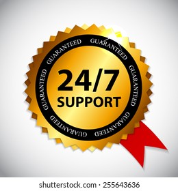 Vector 24/7 SUPPORT Sign, Label Template