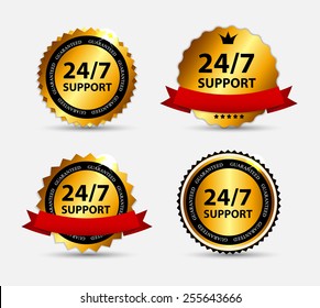 Vector 24/7 SUPPORT Sign, Label Template