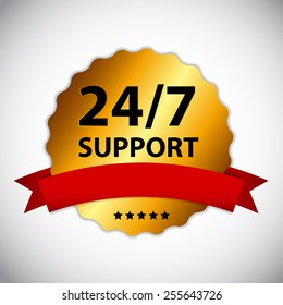 Vector 24/7 SUPPORT Sign, Label Template