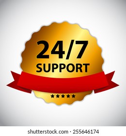 Vector 24/7 SUPPORT Sign, Label Template