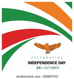Vector 24th October Zambia Independence Day. red green and orange abstract lines. Celebration Card. Illustration