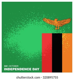 Vector 24th October Zambia Independence Day. grunge background country flag with typography. Celebration Card. Illustration