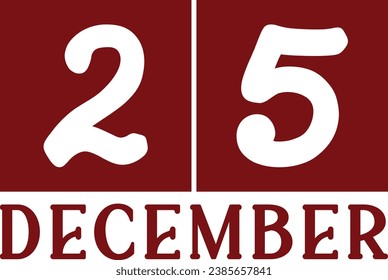 Vector 25 December and Merry Christmas text complemented