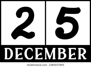 Vector 25 December and Merry Christmas text complemented