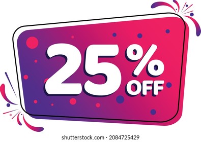 vector 25 percent off. twenty five percent. fashions and modern style. purple and pink