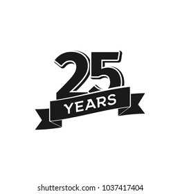 Vector 25 years anniversary logotype. Isolated black logo 25th jubilee on white background