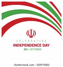 Vector 26 October Iran Independence Day. Red and green lines with Celebration typography
