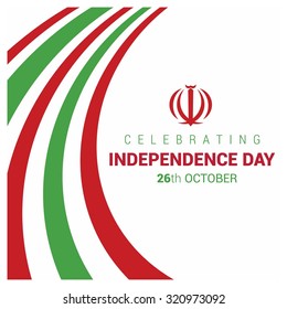 Vector 26 October Iran Independence Day. Red and green lines with Celebration typography
