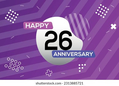 Celebración del aniversario del diseño vectorial del logo 26º aniversario del vector con forma geométrica de color
