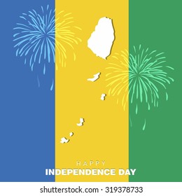 Vector 27 October Saint Vincent and the Grenadines Independence Day. Beautiful Victory Day fireworks on flag color background. Celebration Card. Illustration