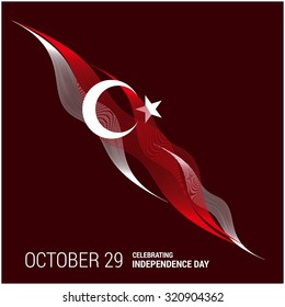 Vector 29th October Turkey Independence Day. red and white lines pattern background with typography. Celebration Card. Illustration