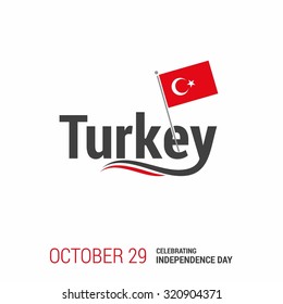 Vector 29th October Turkey Independence Day. creative typography with Turkish country flag. Celebration Card. Illustration