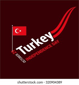 Vector 29th October Turkey Independence Day. creative isometric view of typography with country flag. Celebration Card. Illustration