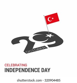 Vector 29th October Turkey Independence Day. isometric view of 29 text and country flag. Celebration Card. Illustration