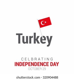 Vector 29th October Turkey Independence Day. creative typography with Turkish country flag. Celebration Card. Illustration