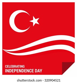 Vector 29th October Turkey Independence Day. abstract white lines on red background with page curl and typography. Celebration Card. Illustration