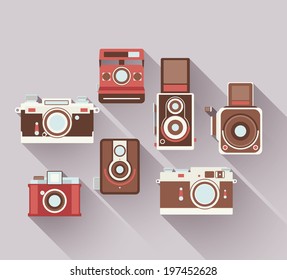 Vector 2D Flat Retro Cameras