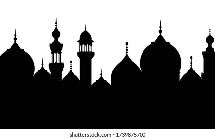 Vector 2D illustration of a buildings with curvy architecture which could be a mosque