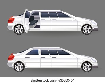 Vector 2D illustration Limousine car.