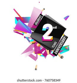 Vector 2nd Anniversary logo with colorful background
