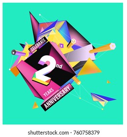 Vector 2nd Anniversary logo with colorful background