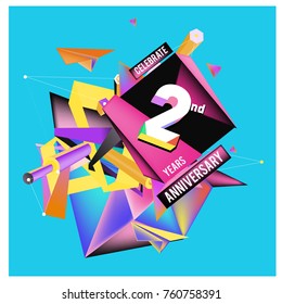 Vector 2nd Anniversary logo with colorful background