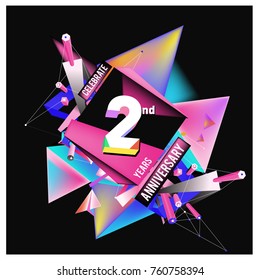 Vector 2nd Anniversary logo with colorful background