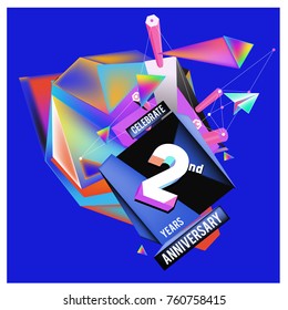Vector 2nd Anniversary logo with colorful background