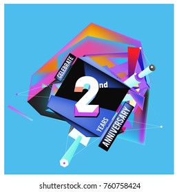 Vector 2nd Anniversary logo with colorful background