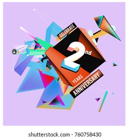 Vector 2nd Anniversary logo with colorful background