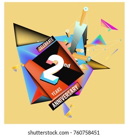 Vector 2nd Anniversary logo with colorful background