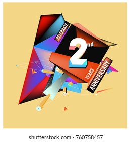Vector 2nd Anniversary logo with colorful background