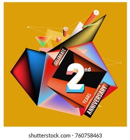 Vector 2nd Anniversary logo with colorful background