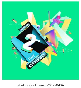 Vector 2nd Anniversary logo with colorful background