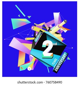 Vector 2nd Anniversary logo with colorful background