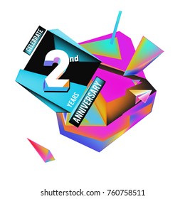 Vector 2nd Anniversary logo with colorful background