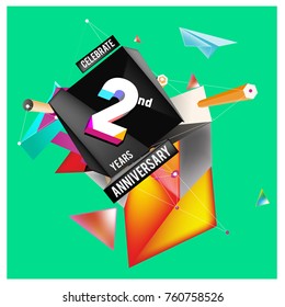 Vector 2nd Anniversary logo with colorful background