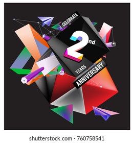 Vector 2nd Anniversary logo with colorful background