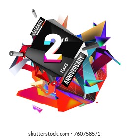 Vector 2nd Anniversary logo with colorful background
