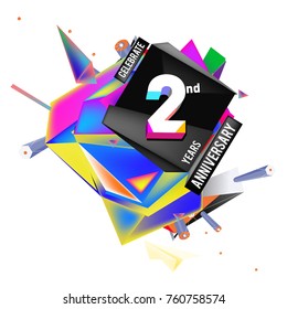 Vector 2nd Anniversary logo with colorful background