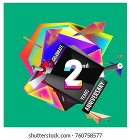 Vector 2nd Anniversary logo with colorful background