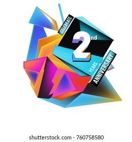 Vector 2nd Anniversary logo with colorful background