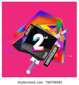 Vector 2nd Anniversary logo with colorful background