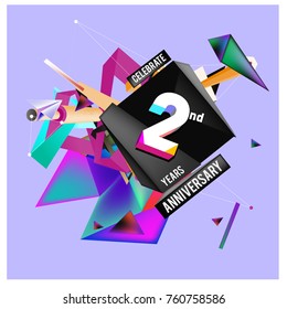 Vector 2nd Anniversary logo with colorful background