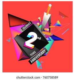 Vector 2nd Anniversary logo with colorful background
