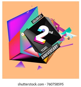 Vector 2nd Anniversary logo with colorful background