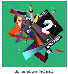 Vector 2nd Anniversary logo with colorful background