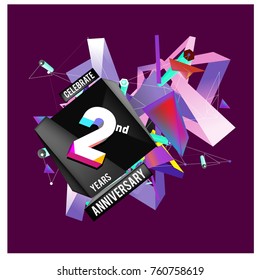 Vector 2nd Anniversary logo with colorful background