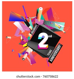 Vector 2nd Anniversary logo with colorful background