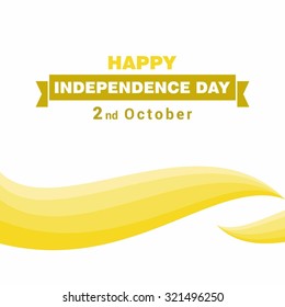 Vector 2nd October Germany Independence Day. Yellow ribbon banner and lines pattern with typography. Celebration Card. Illustration